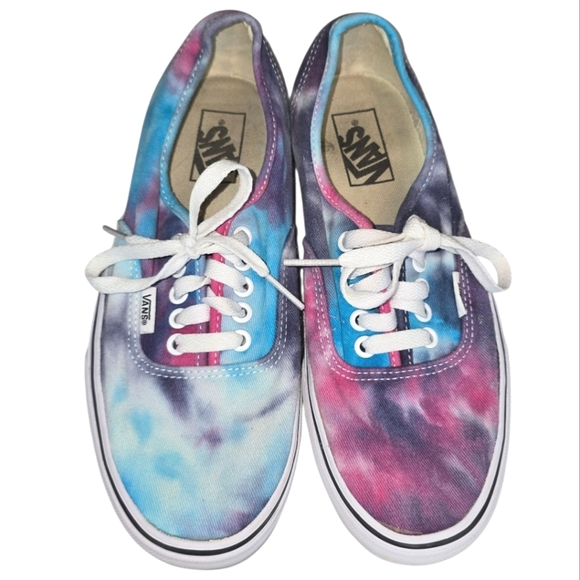 Vans Authentic Tie Dye Lace Up Trainers Sneaker Pink Blue Womens Size 9 - Picture 1 of 8